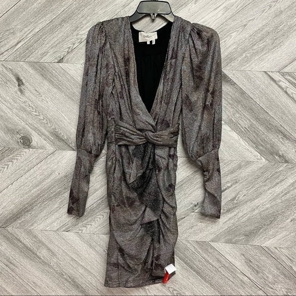 Ba&sh |  Lizie Ruched Metallic Mini Dress Size XS NEW - Picture 8 of 15
